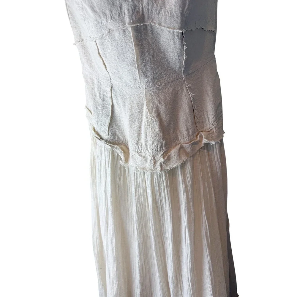 Free People Extratropical Strapless Maxi Dress Ivory Cream Smocked Back Small